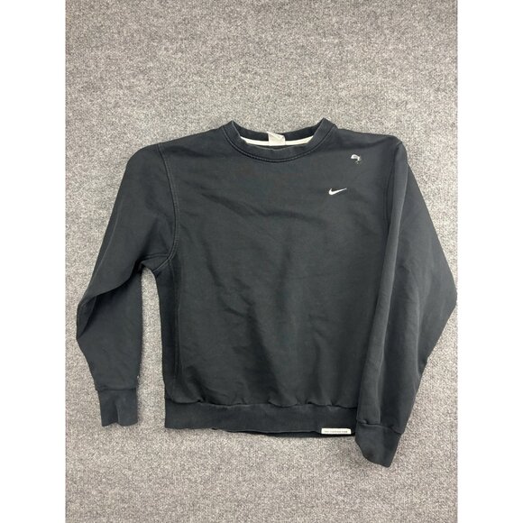Nike Sweatshirt Mens Medium Black Dri-FIT Crewneck Pullover Swoosh Athletic - Picture 1 of 7